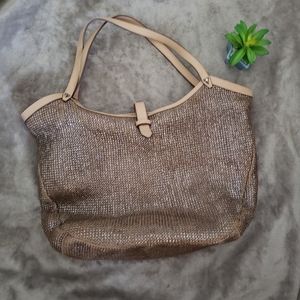 Stella & Dot gold and pink straw bag. One size. Rose gold.